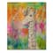 Designart - White Giraffe Drawing On Bright Rainbow - Children's Art Print on Natural Pine Wood